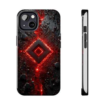 Neon Nexus: Crimson Shard | Sci-Fi Diamond Phone Case by Skipper