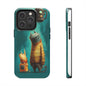 Whimsical Cat Adventure Tough Phone Case - Unique Design for Animal Lovers