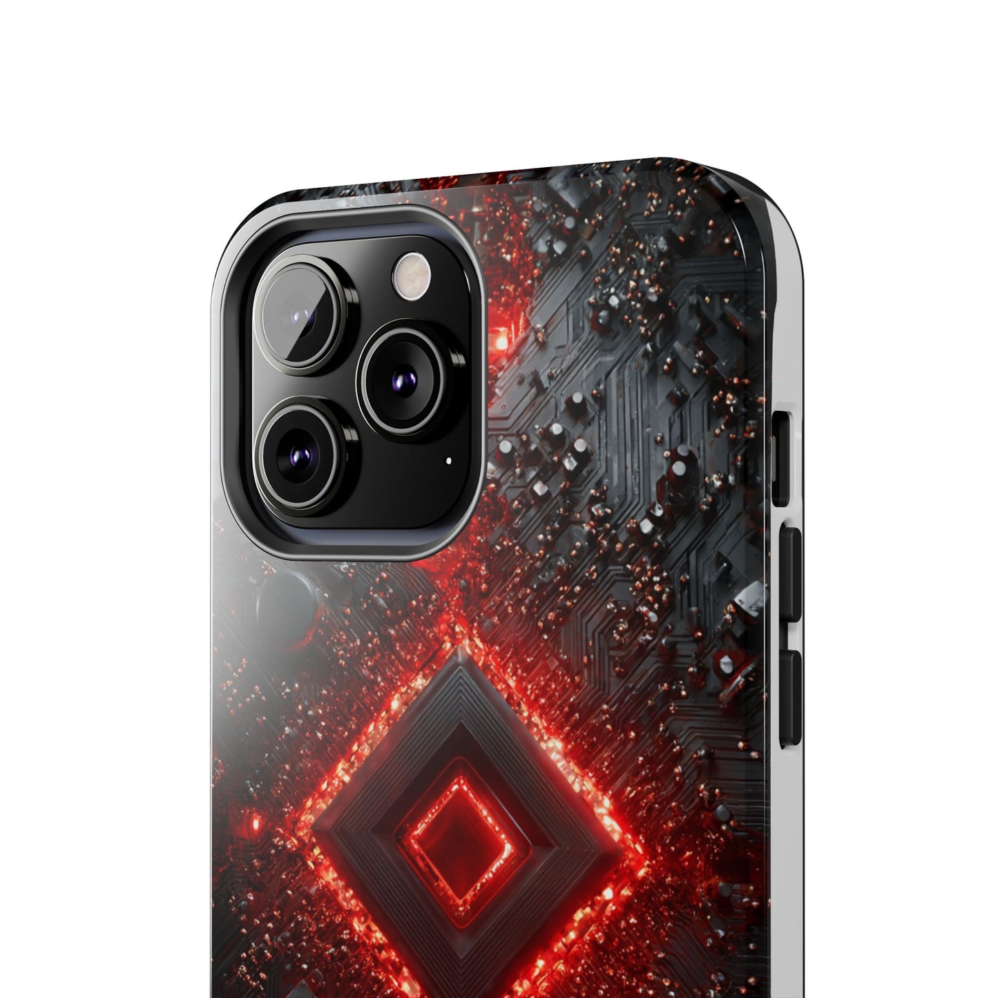 Neon Nexus: Crimson Shard | Sci-Fi Diamond Phone Case by Skipper