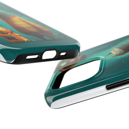 Whimsical Cat Adventure Tough Phone Case - Unique Design for Animal Lovers