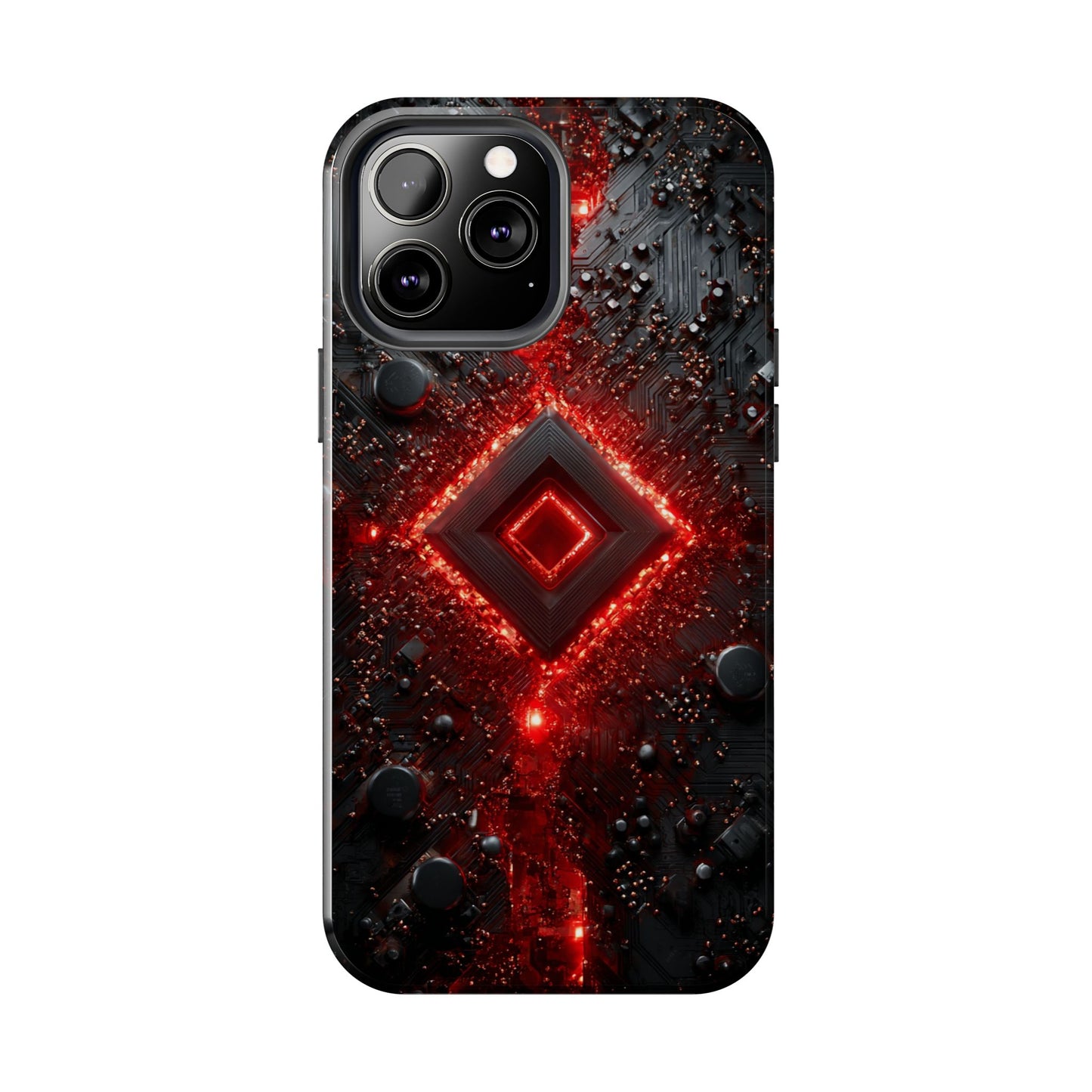 Neon Nexus: Crimson Shard | Sci-Fi Diamond Phone Case by Skipper