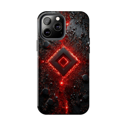 Neon Nexus: Crimson Shard | Sci-Fi Diamond Phone Case by Skipper