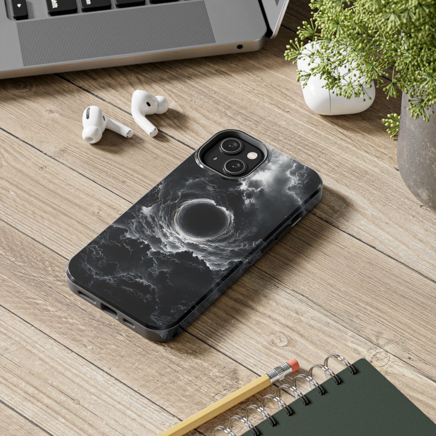 Cosmic Black Hole Tough Phone Case | Sleek Sci-Fi Protection, Unique Art Accessory for Tech Lovers by Skipper
