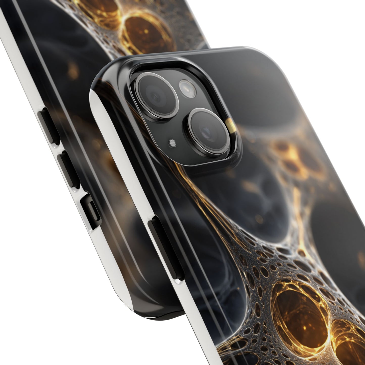 Luxurious Abstract Tough Phone Case - Gold and Black Design