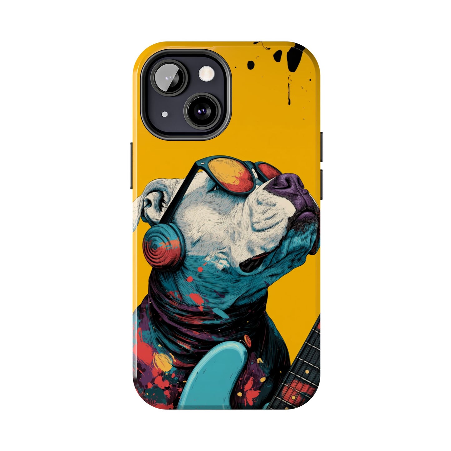 French Bulldog with Orange Sunglasses and Headphones Tough Phone Case