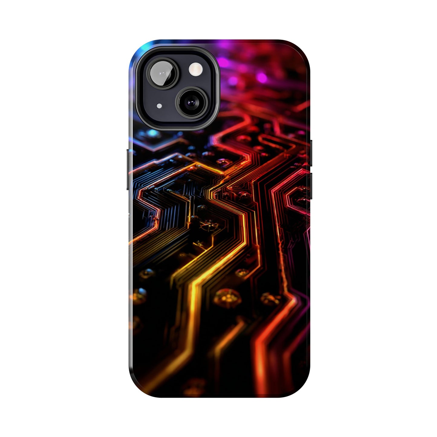 Neural Network Neon Nexus Phone Case - Electric Blue Circuit Maze by Artist Skipper | Premium Tech Art Protection
