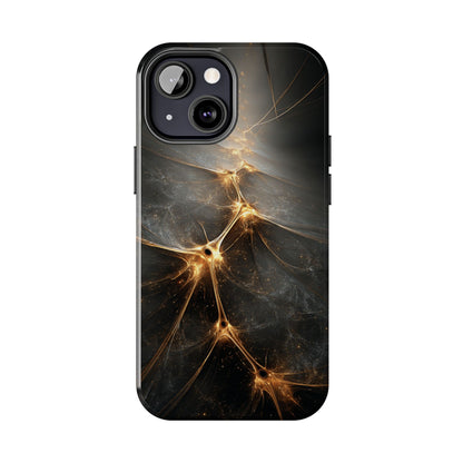 Tough Phone Case - Elegant Gold Fractal Design for Tech Lovers