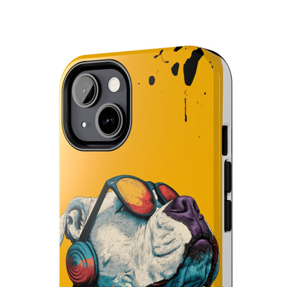French Bulldog with Orange Sunglasses and Headphones Tough Phone Case
