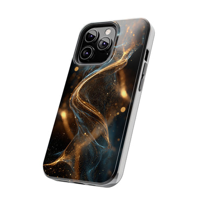 Stylish Tough Phone Case with Elegant Gold Swirl Design
