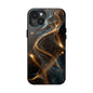 Stylish Tough Phone Case with Elegant Gold Swirl Design