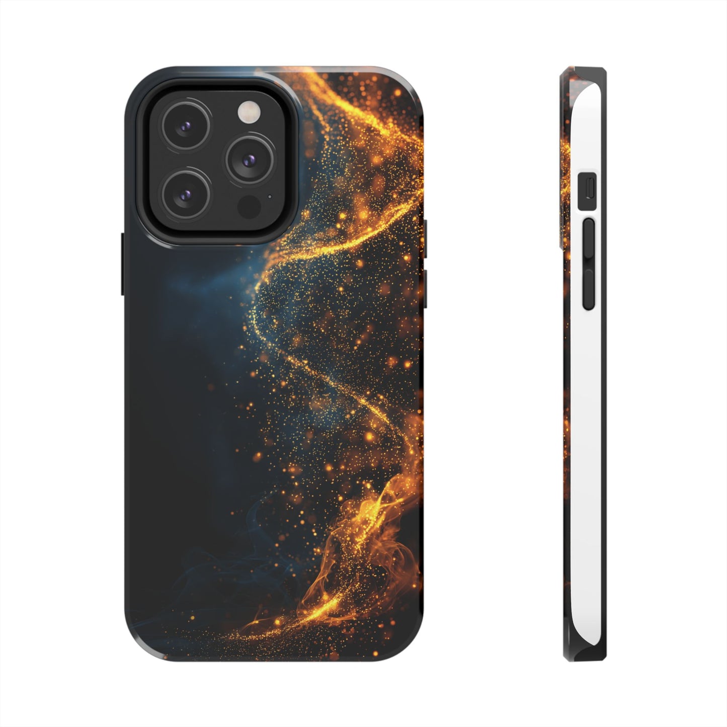 Sleek Tough Phone Cases with Abstract Gold and Blue Design