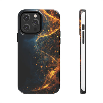 Sleek Tough Phone Cases with Abstract Gold and Blue Design