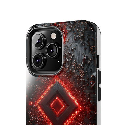 Neon Nexus: Crimson Shard | Sci-Fi Diamond Phone Case by Skipper