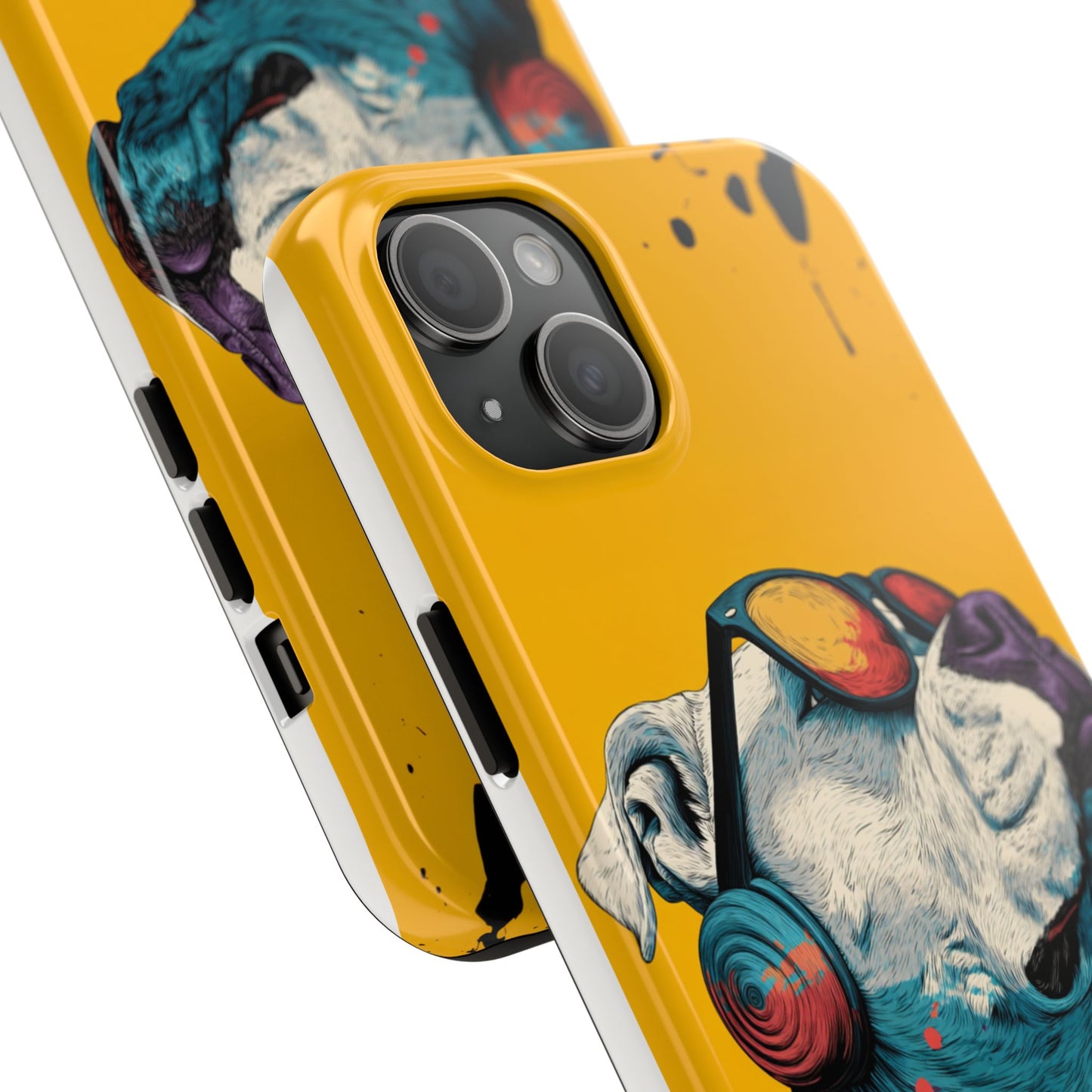 French Bulldog with Orange Sunglasses and Headphones Tough Phone Case