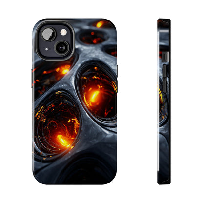 Molten lava artistic phone case by Skipper with deep red and black design