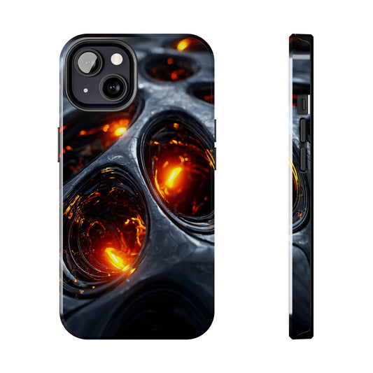 Molten lava artistic phone case by Skipper with deep red and black design