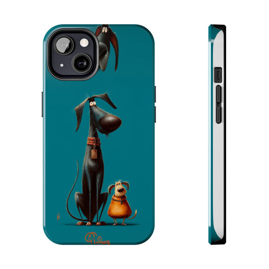 Whimsical Dog Art Tough Phone Case - Durable Protection for Pet Lovers