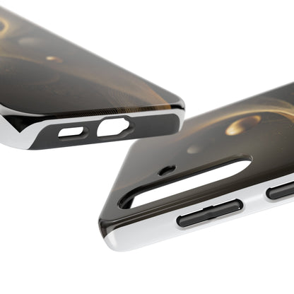 Cosmic Gold Waves Abstract Phone Case – Elegant Black Art