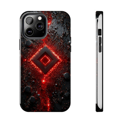 Neon Nexus: Crimson Shard | Sci-Fi Diamond Phone Case by Skipper