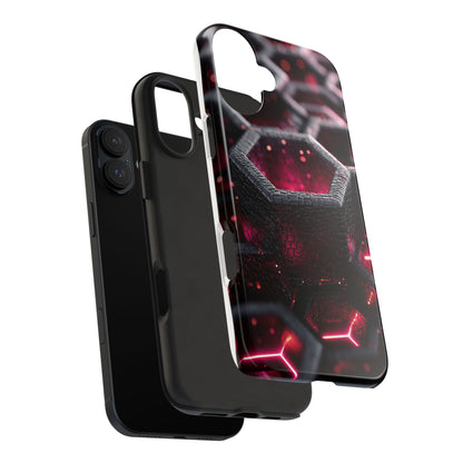 Neon Nexus: Hexwave Hive | Pink Cyber Grid Phone Case by Skipper