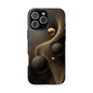 Cosmic Gold Waves Abstract Phone Case – Elegant Black Art