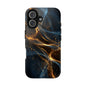 Stylish Tough Phone Case with Golden Swirl Design