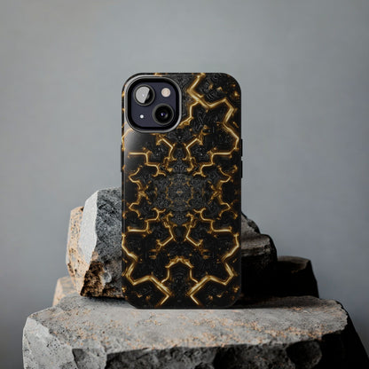 Unique Tough Phone Case with Bold Gold Pattern by Skipper – Durable Stylish Protection & Gift for Tech Lovers