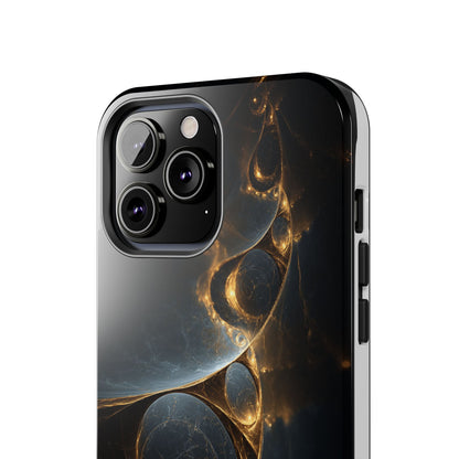 Stylish Tough Phone Case with Elegant Golden Swirls