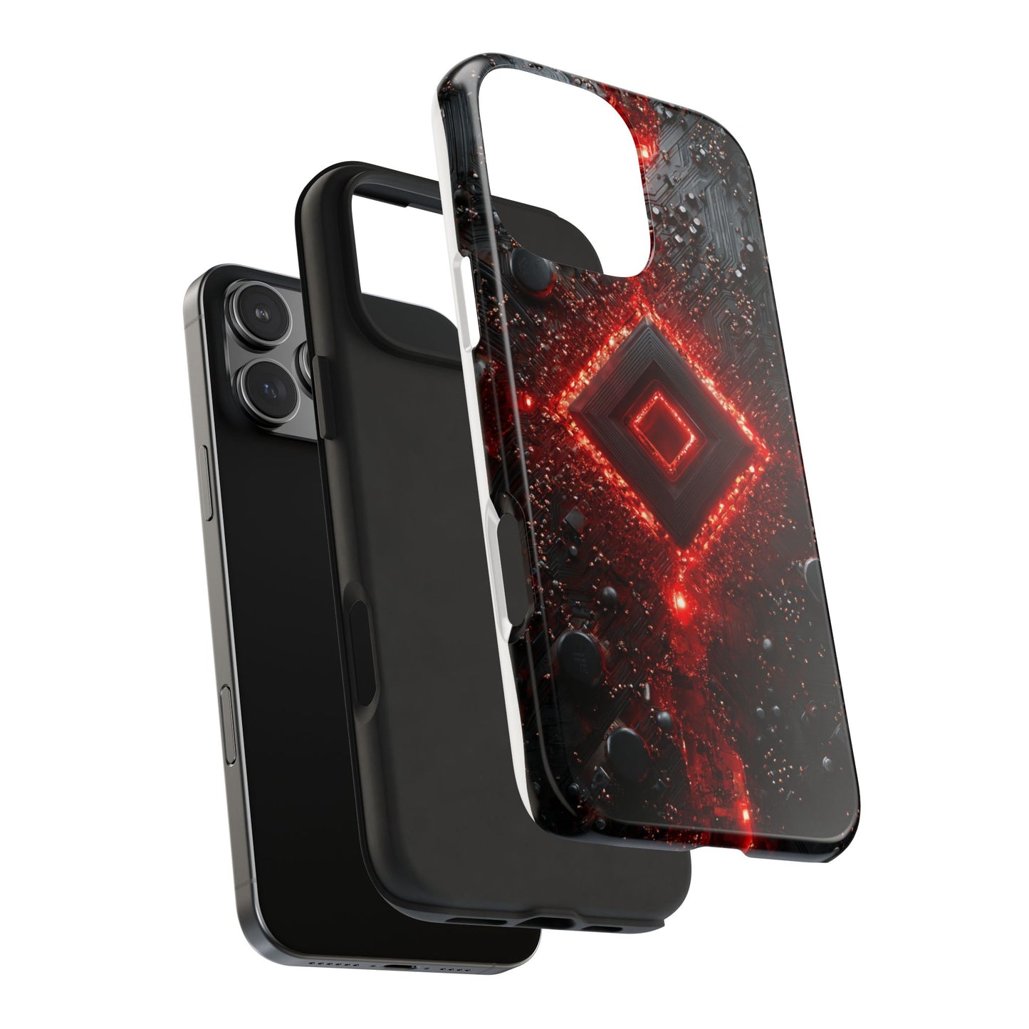 Neon Nexus: Crimson Shard | Sci-Fi Diamond Phone Case by Skipper
