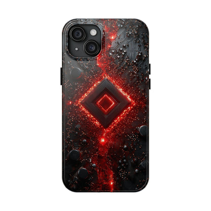 Neon Nexus: Crimson Shard | Sci-Fi Diamond Phone Case by Skipper