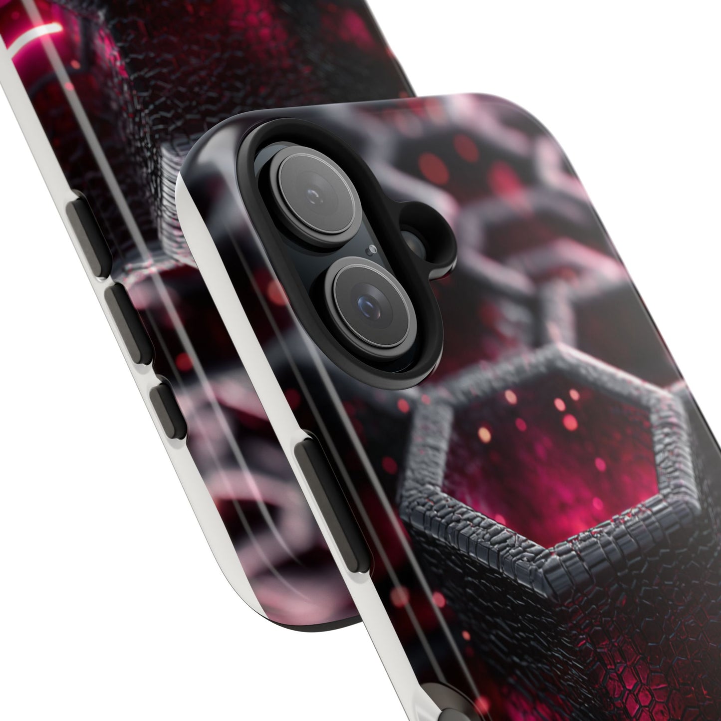 Neon Nexus: Hexwave Hive | Pink Cyber Grid Phone Case by Skipper