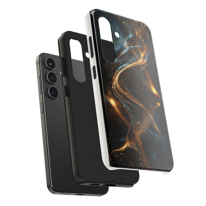 Stylish Tough Phone Case with Elegant Gold Swirl Design