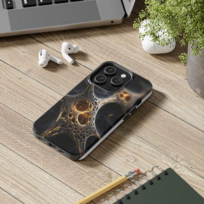 Luxurious Abstract Tough Phone Case - Gold and Black Design