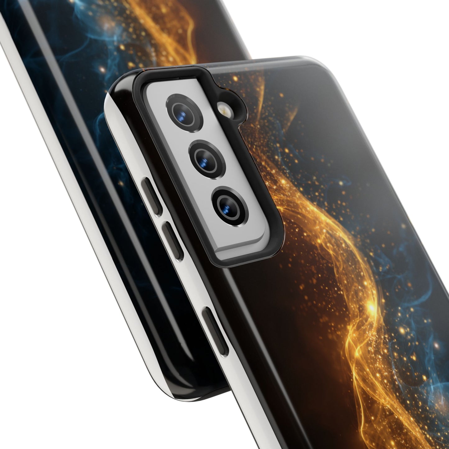 Dynamic Gold and Blue Tough Phone Case - Durable Protection with a Stunning Design