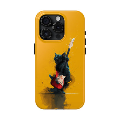 Black Cat Playing Red Guitar Tough Phone Case