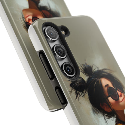 Trendy Tough Phone Case – Stylish Illustrated Girl Design for Fashion Lovers