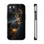 Stylish Tough Phone Case with Elegant Golden Swirls