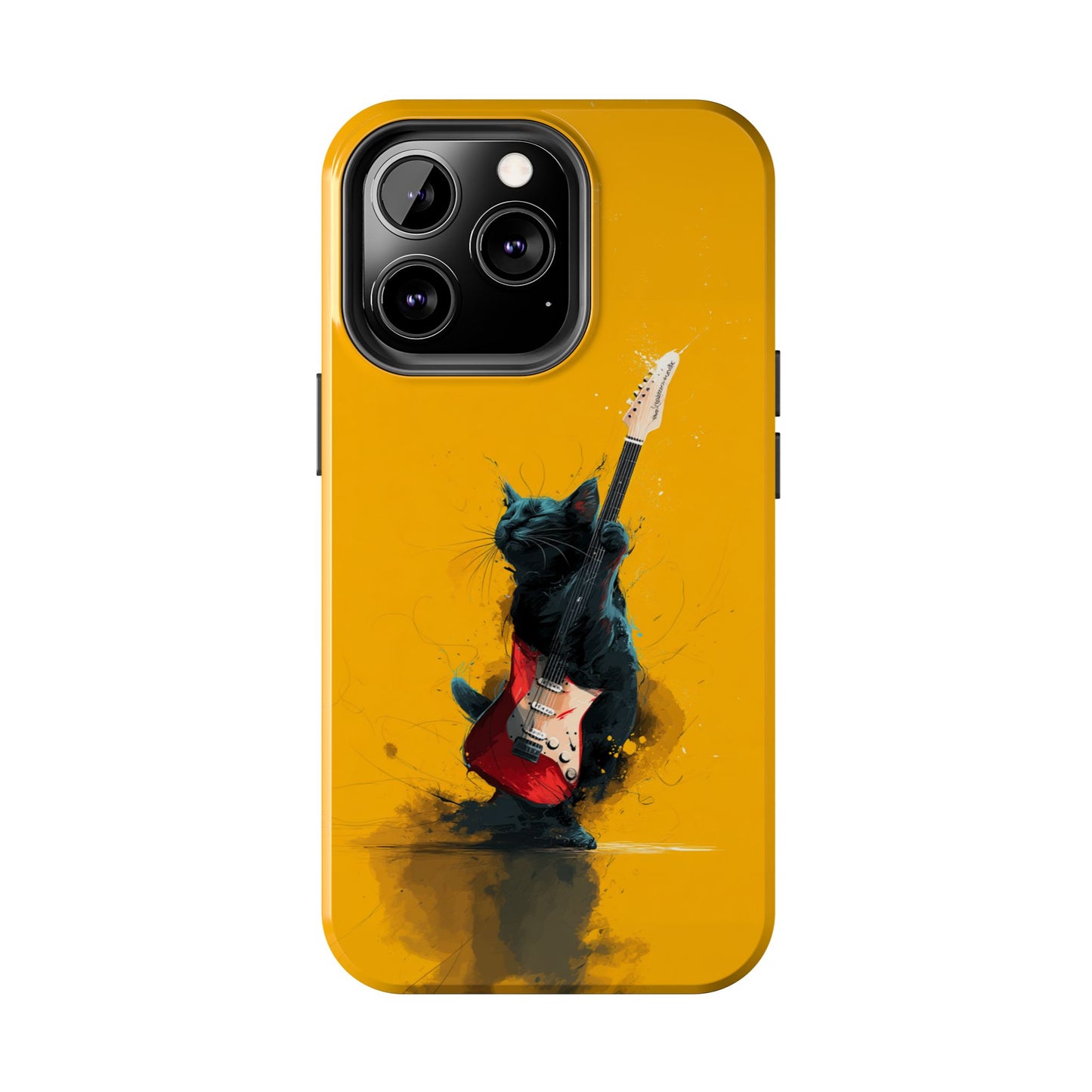 Black Cat Playing Red Guitar Tough Phone Case