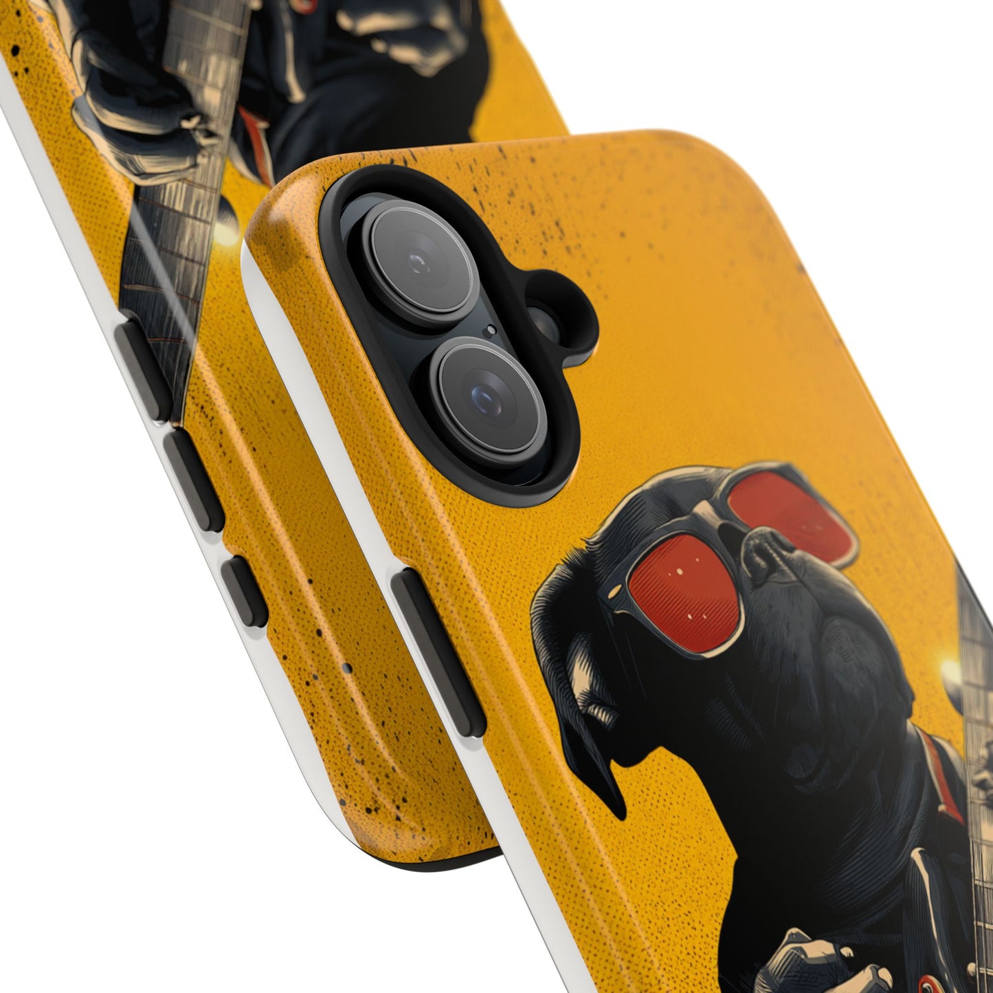 French Bulldog with Red Sunglasses Playing Red Guitar Tough Phone Case