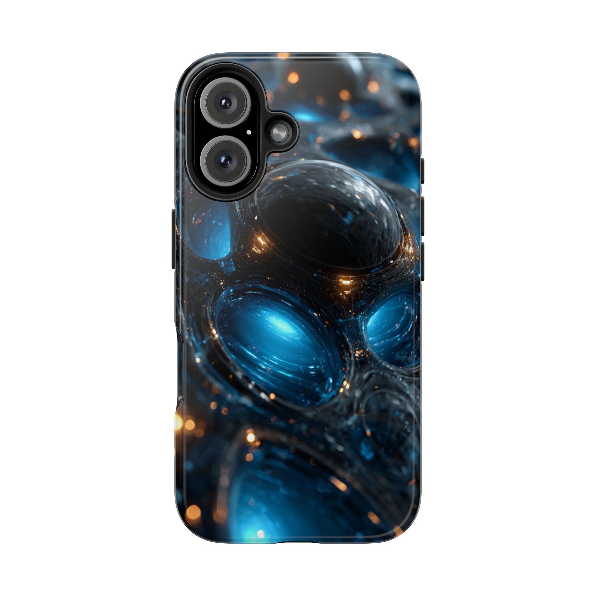 Bold blue abstract design meets rugged protection. Carry art and toughness in your pocket.