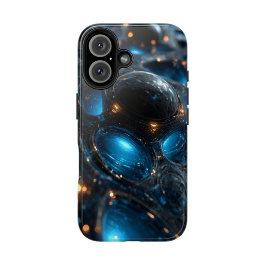 Bold blue abstract design meets rugged protection. Carry art and toughness in your pocket.