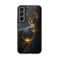 Stylish Tough Phone Case with Elegant Golden Swirls