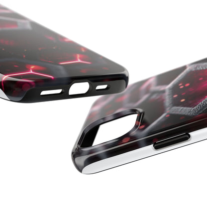 Neon Nexus: Hexwave Hive | Pink Cyber Grid Phone Case by Skipper