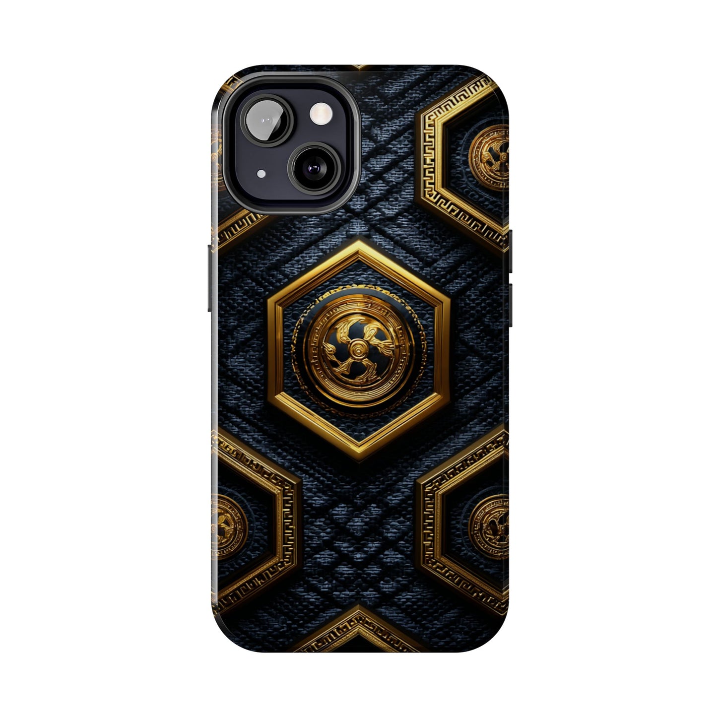 Luxury Gold Hexagon Tough Phone Case by Skipper – Modern Stylish Protection & Gift Idea