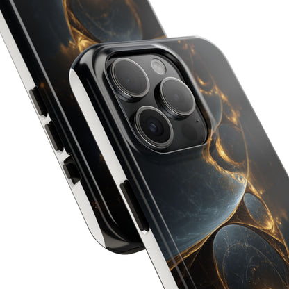 Stylish Tough Phone Case with Elegant Golden Swirls