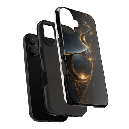 Stylish Tough Phone Case with Elegant Golden Swirls