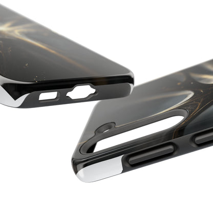 Elegant Tough Phone Case with Abstract Metallic Design