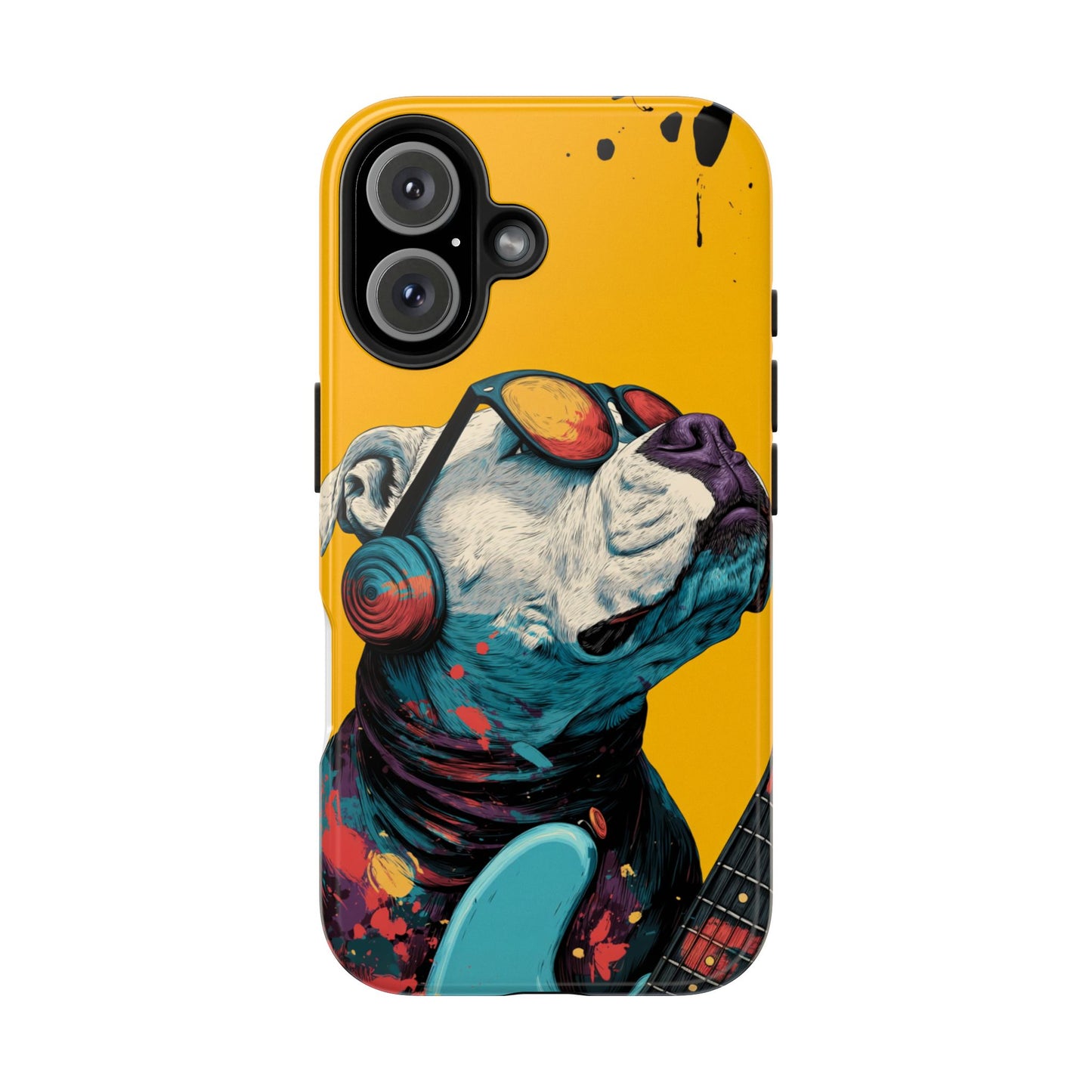 French Bulldog with Orange Sunglasses and Headphones Tough Phone Case