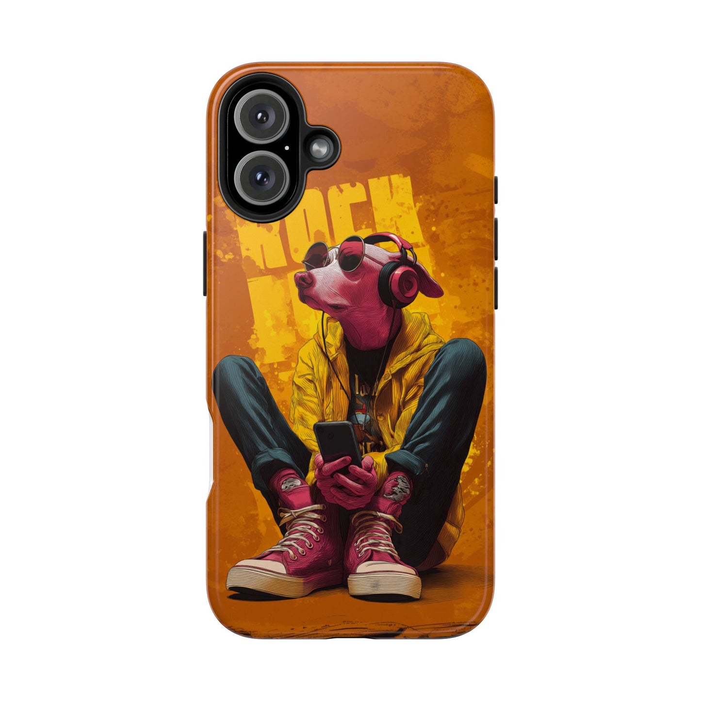 Dog with Pink Sunglasses and Headphones Tough Phone Case
