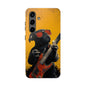French Bulldog with Red Sunglasses Playing Red Guitar Tough Phone Case